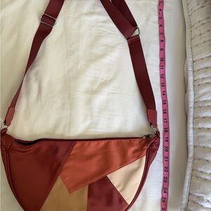 Elegant Red and Tan Crossbody Bag